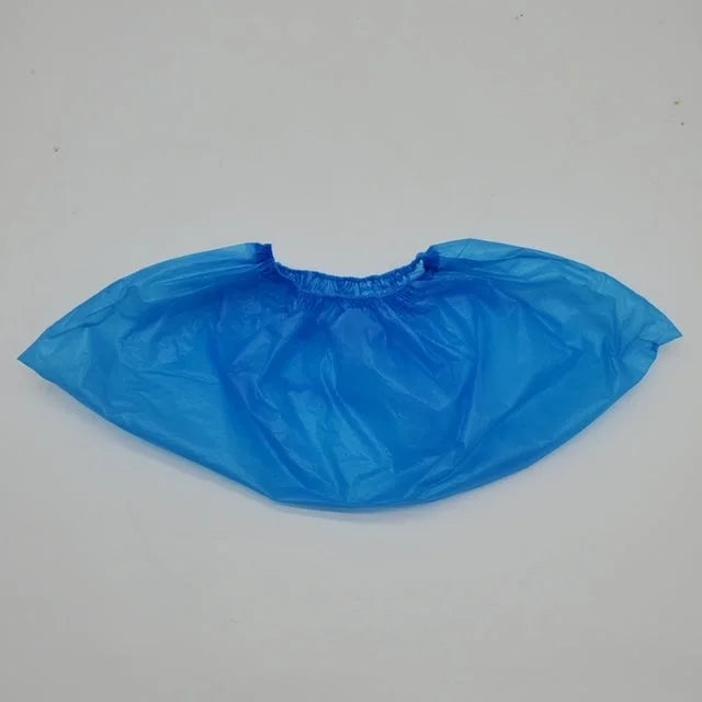 CPE overshoes pack of 100 blue disposable shoe covers