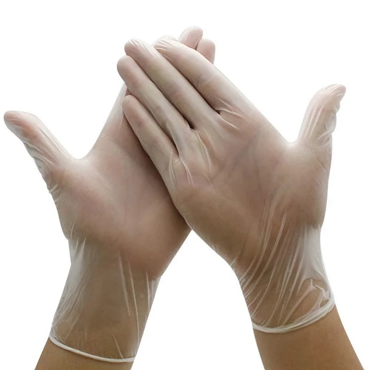 Clear vinyl gloves powder free latex free pack of 100
