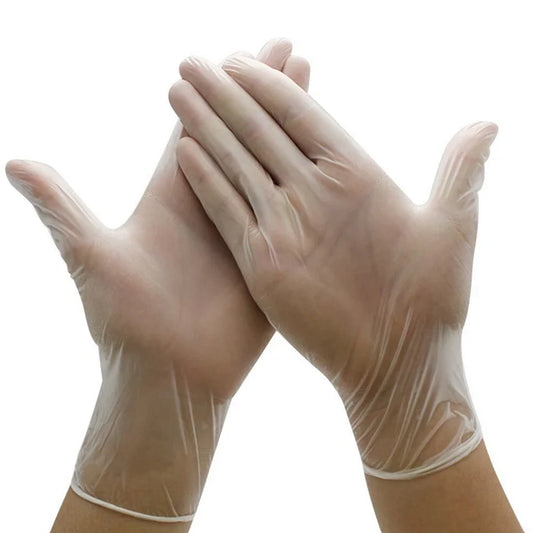 Clear vinyl gloves powder free latex free pack of 100