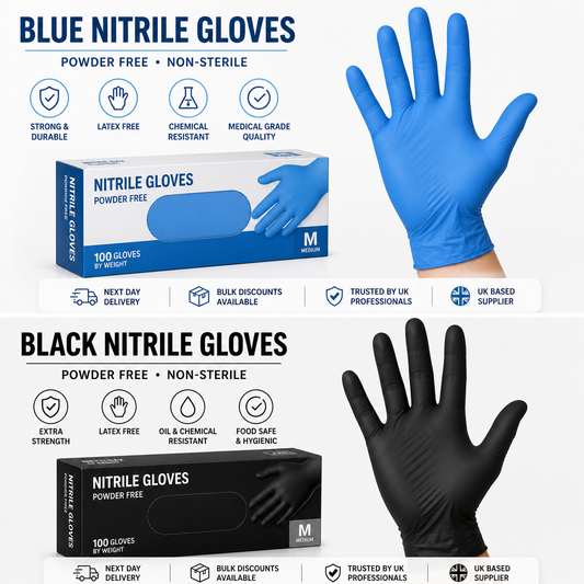 Blue and black powder-free nitrile gloves 1000 pack